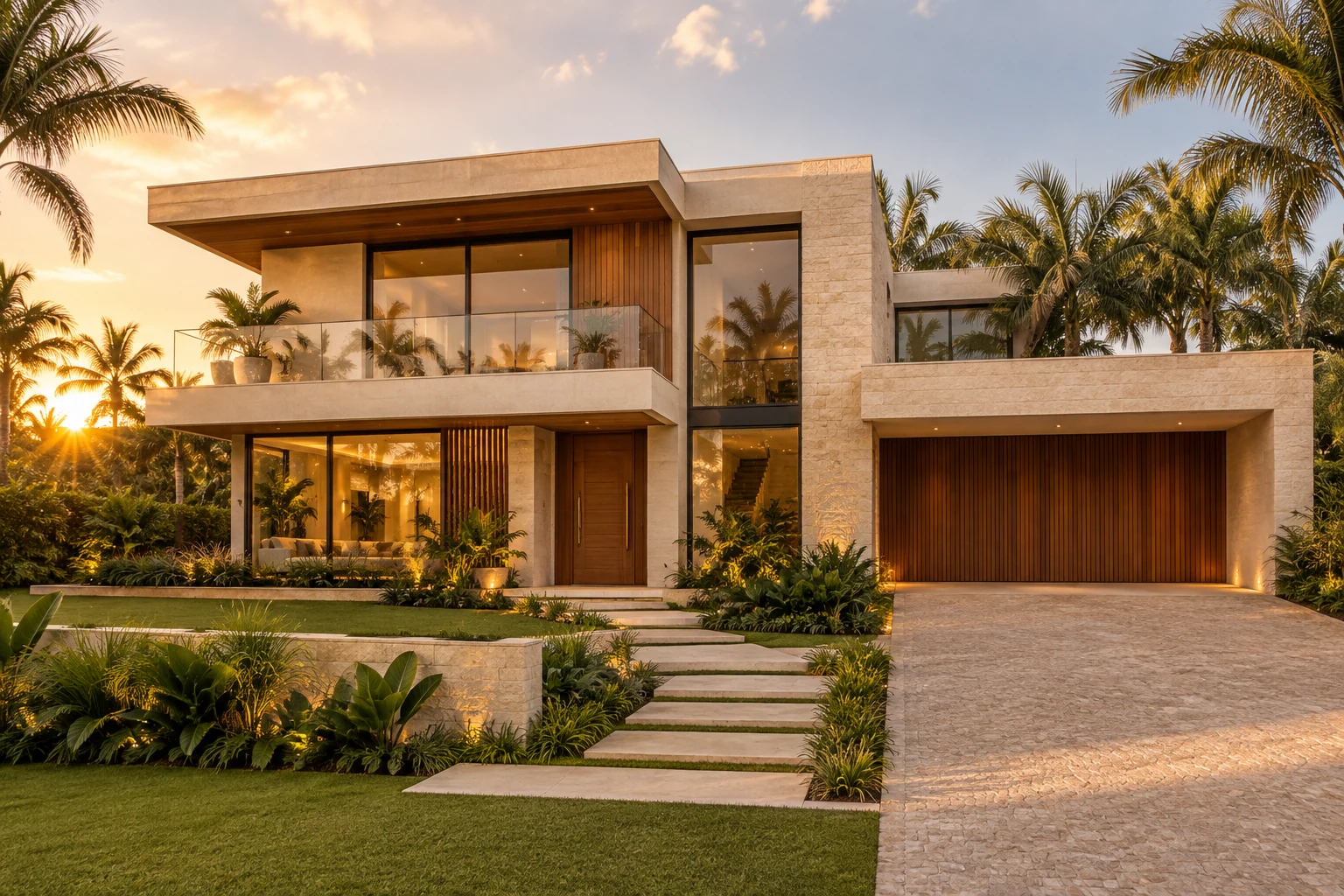 Imagem ilustrativa de uma casa contemporânea com jardim, representando o sonho do imóvel próprio